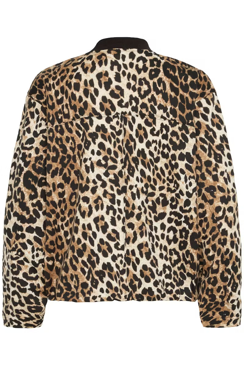 ICHI IXKATE Leopard-Print Bomber Jacket