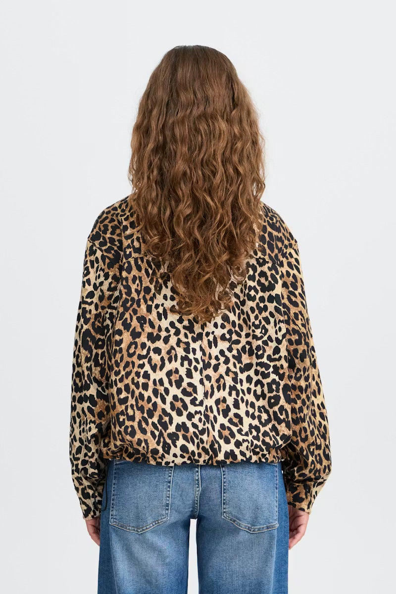 ICHI IXKATE Leopard-Print Bomber Jacket