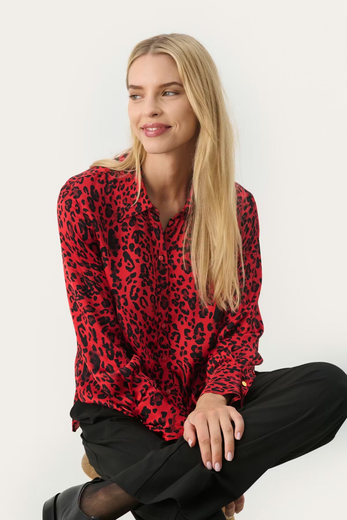 Part Two MaicaPW Shirt – Red Leopard Print Blouse