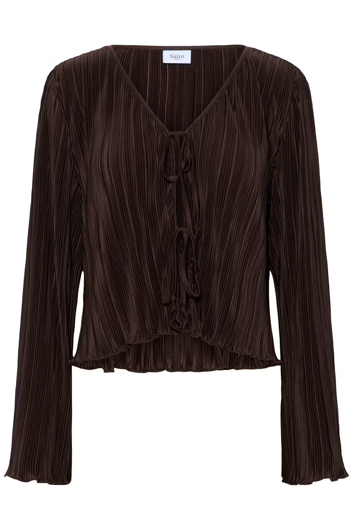 Saint Tropez ZuniSZ Pleated Blouse – Chocolate Brown