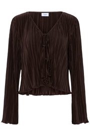 Saint Tropez ZuniSZ Pleated Blouse – Chocolate Brown