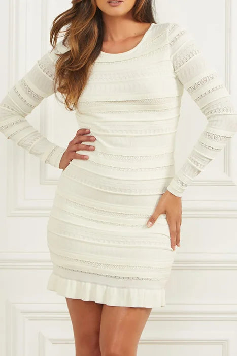 Marciano by Guess Beth Sweater Dress - Pale Pearl, elegant women's fashion, premium knit dress for stylish comfort.