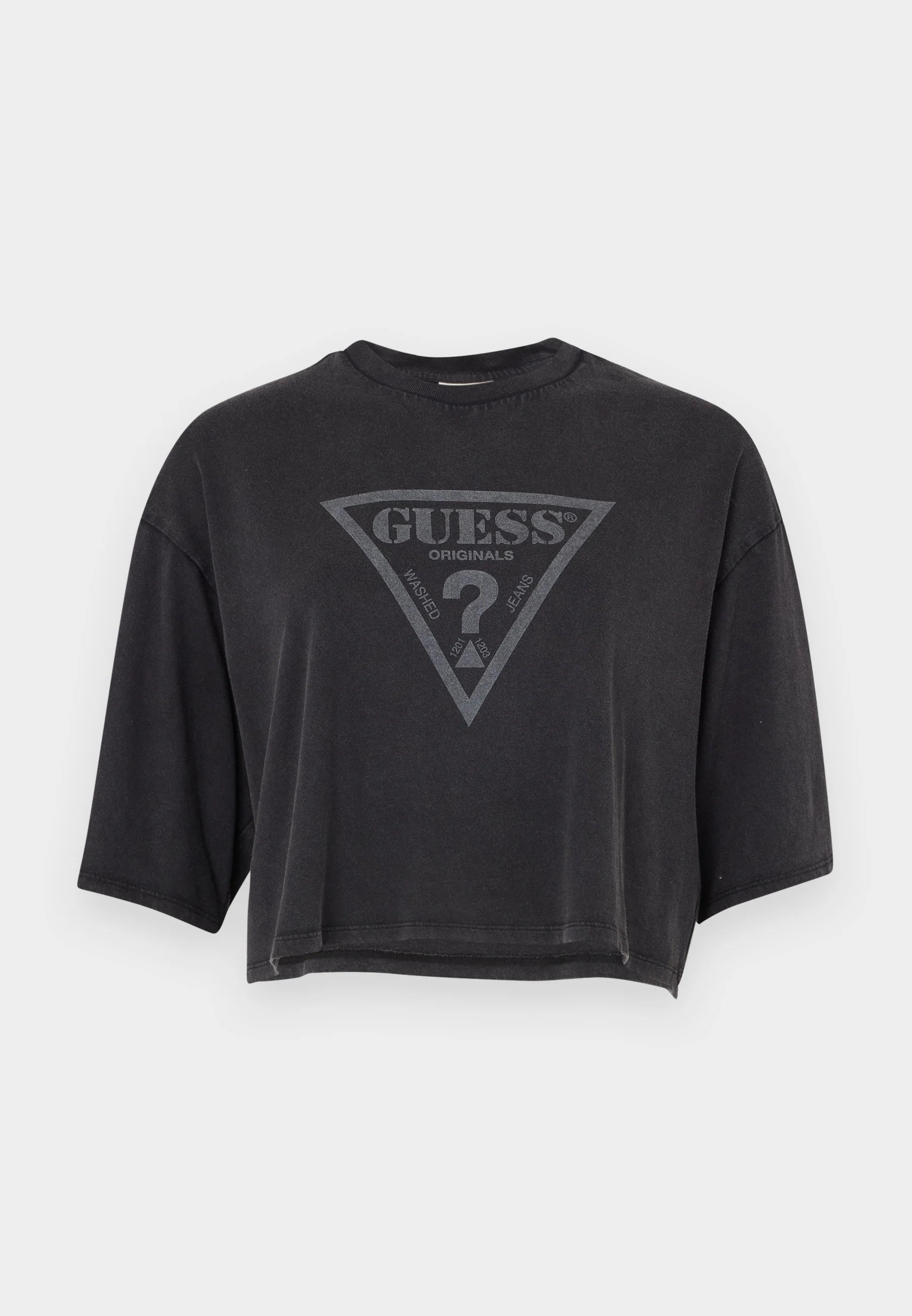 Guess Originals rövid póló háromszöglogóval – fekete