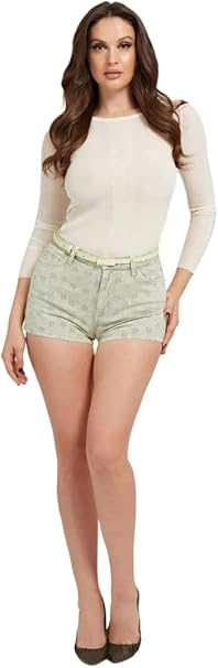 Guess Claudia Embroidered Denim Shorts – Floridada Green