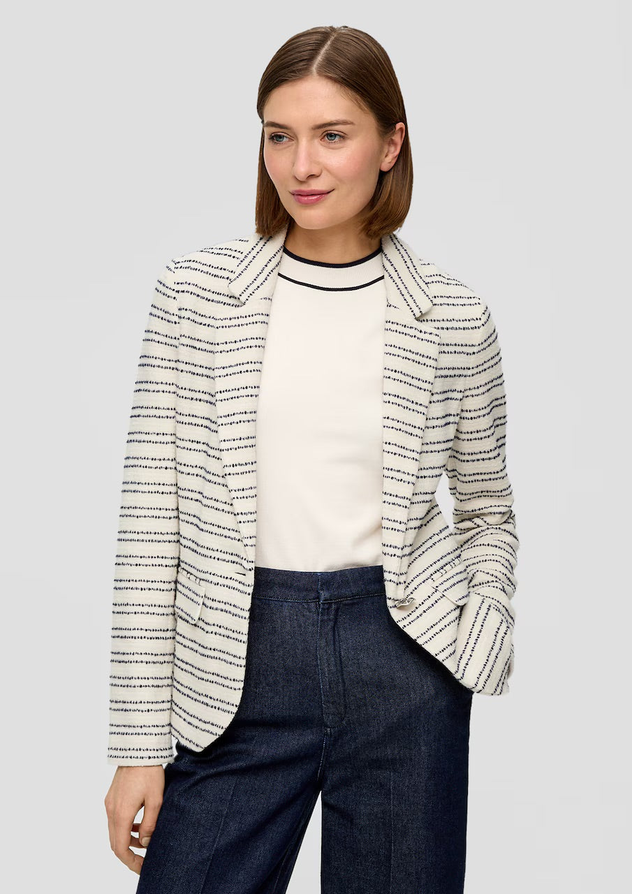 s.Oliver BLACK LABEL Striped Tweed Blazer – Ecru