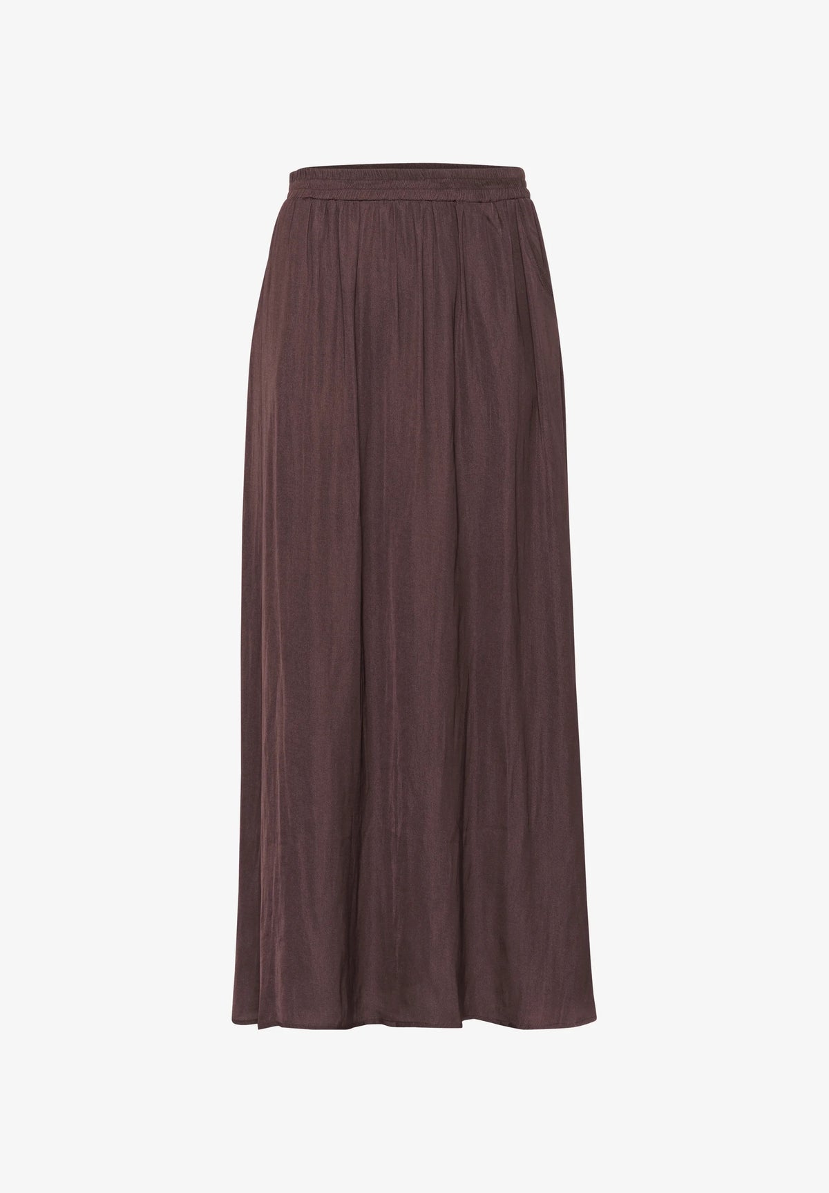 Kaffe KAallie Satin Maxi Skirt – Fudge Brown