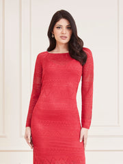 Marciano by Guess Hydra hosszú ujjú maxi pulóverruha – piros