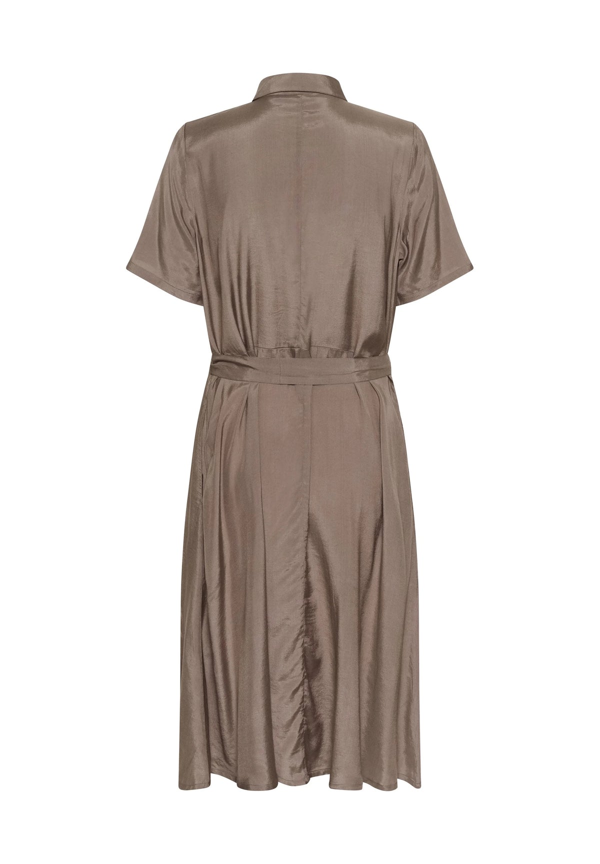 Kaffe KAemine Satin Shirt Dress – Mocha Brown