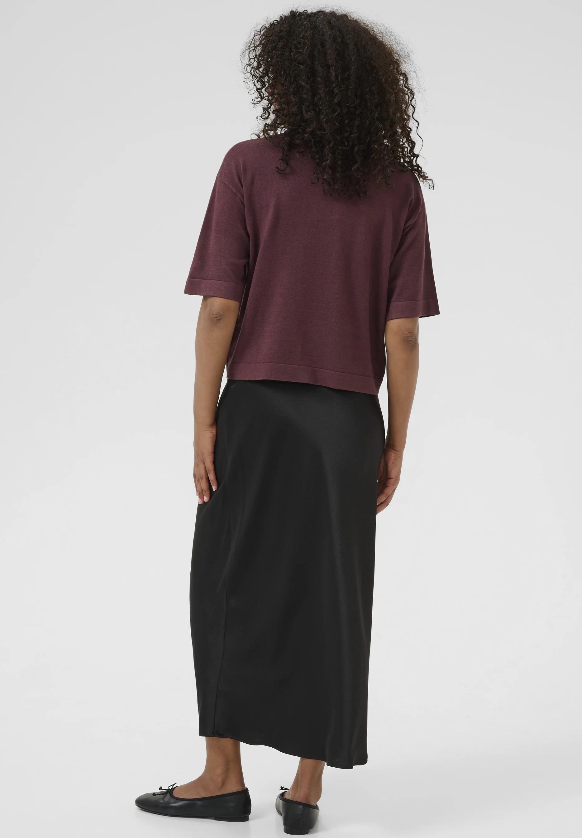 Kaffe Kalizza Cropped Mock-Neck Top – Bordeaux