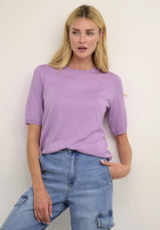 Kaffe Kalizza Short-Sleeve Knit Top – Lupine Lavender