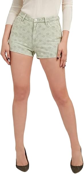 Guess Claudia Embroidered Denim Shorts – Floridada Green