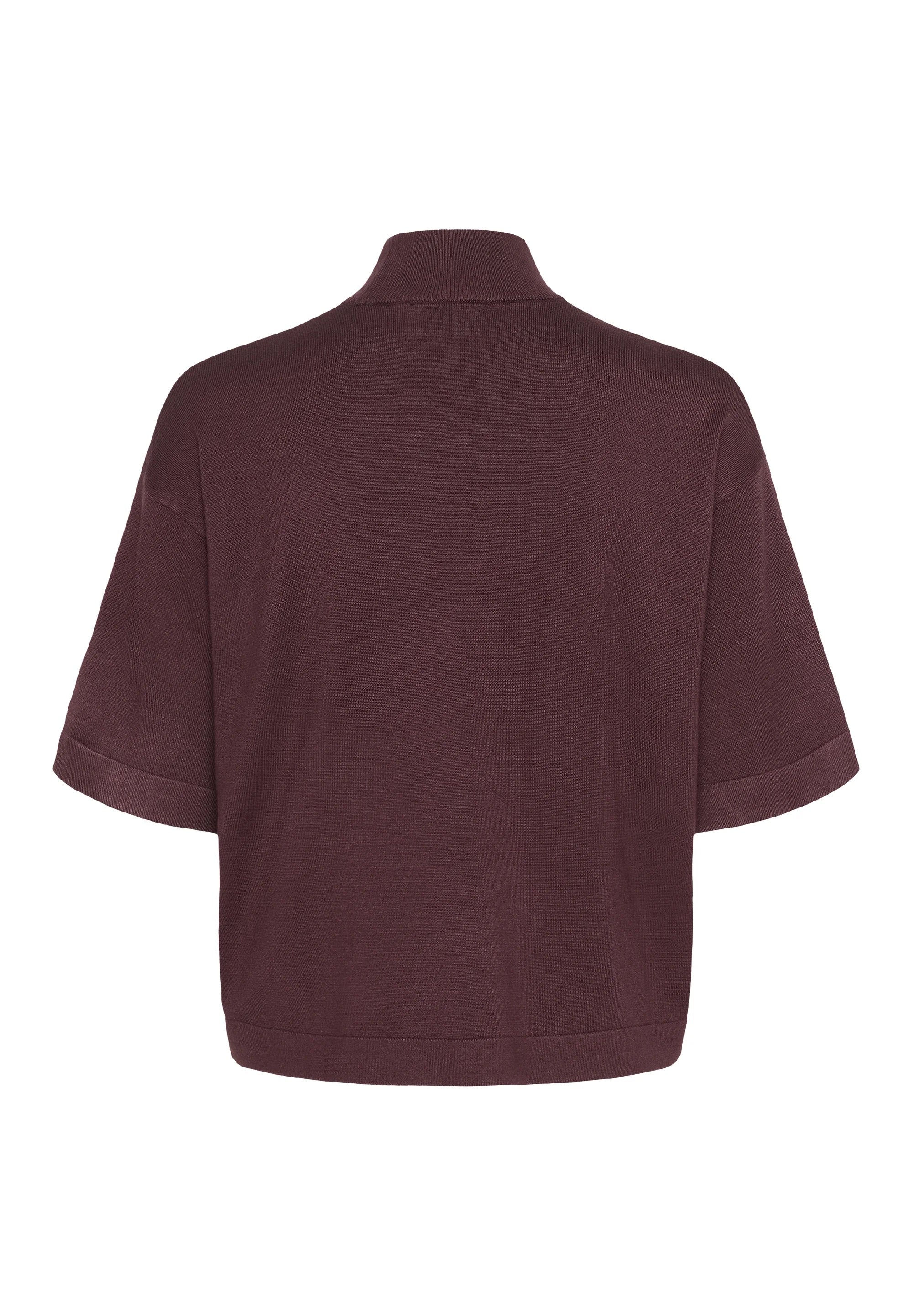 Kaffe Kalizza Cropped Mock-Neck Top – Bordeaux
