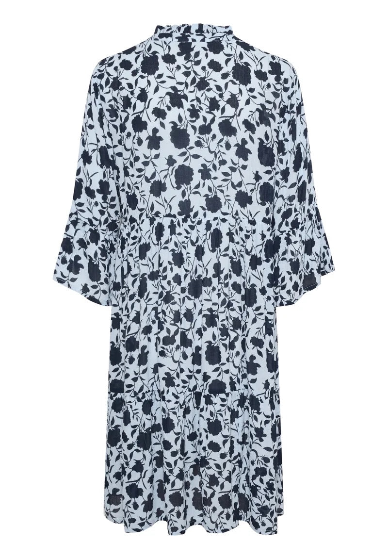 Kaffe KAisolde Floral Midi Dress – Ice Blue and Navy