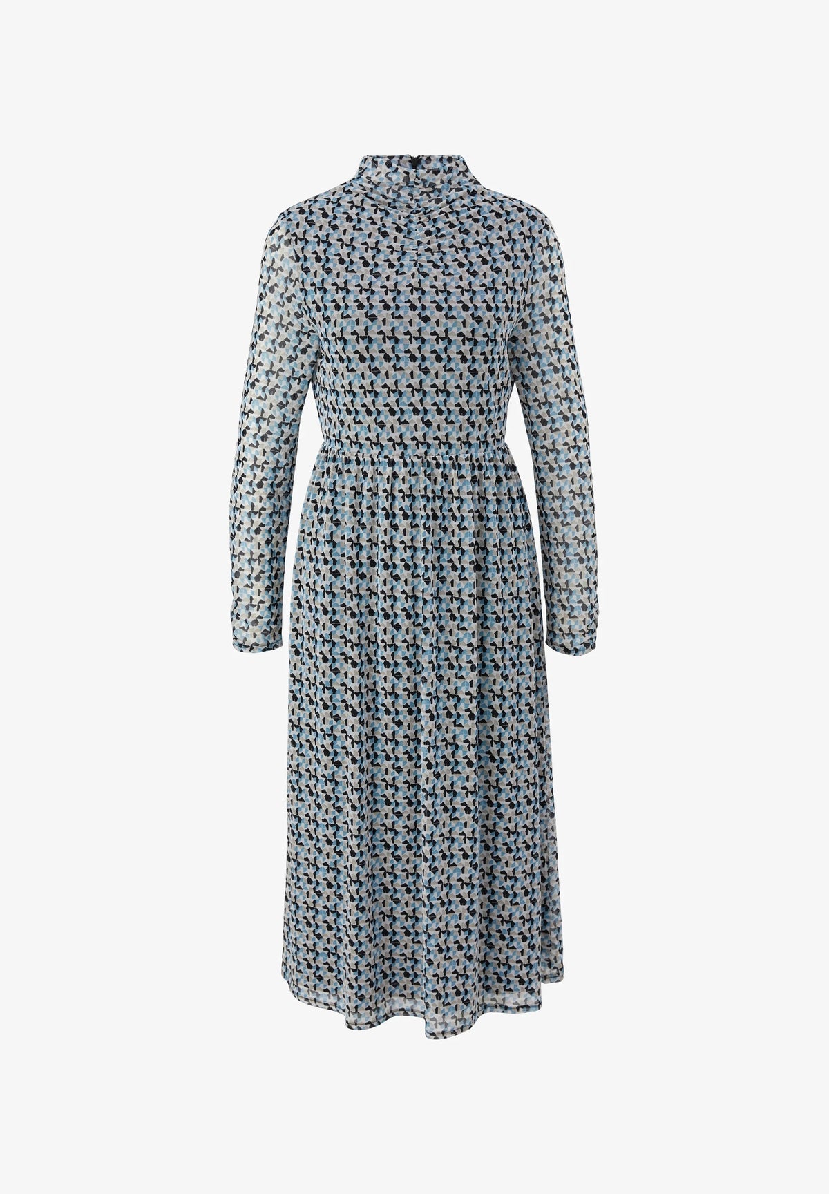 s.Oliver Floral Print Midi Dress with High Neck – Light Blue