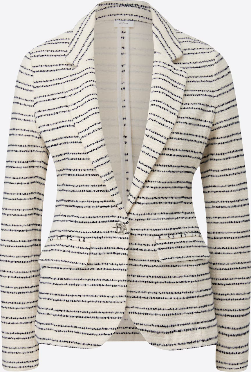 s.Oliver BLACK LABEL csíkos tweed blézer – ekrü