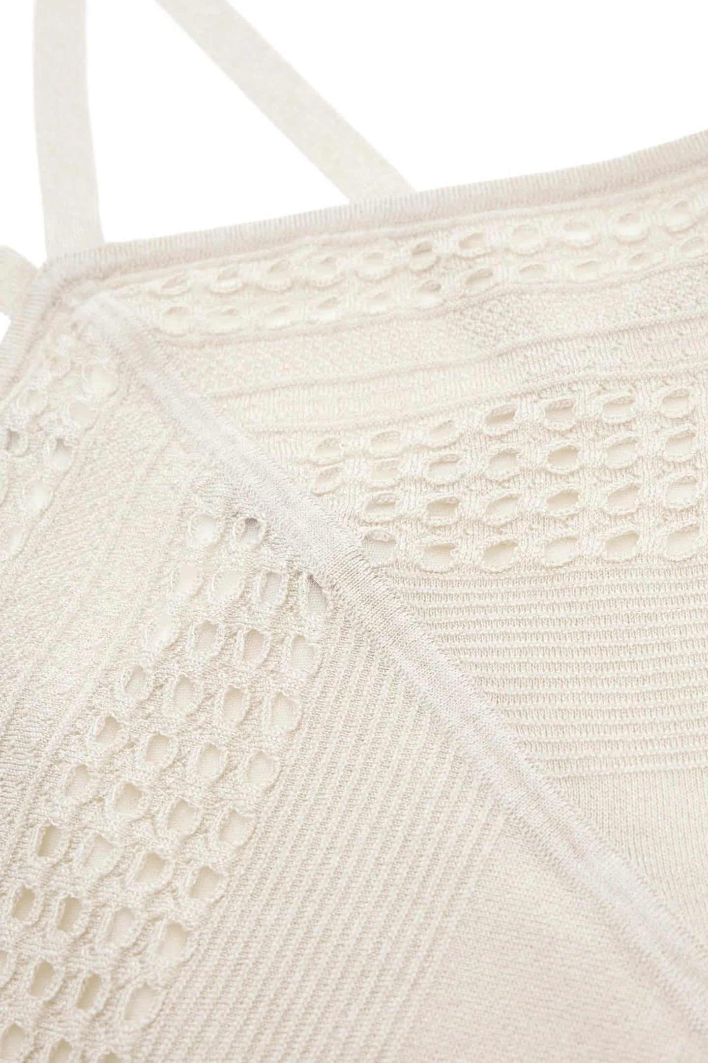 Marciano by Guess Henley Halter Crop Top in cream, showcasing delicate lace details and a halter neckline, perfect for summer.