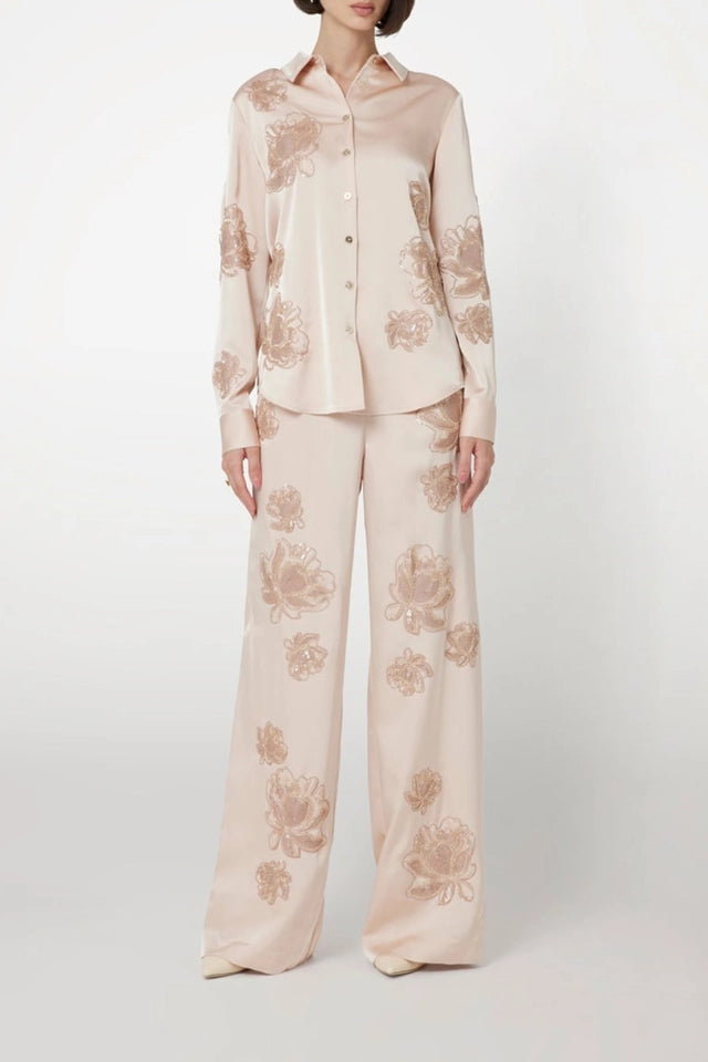 Marciano by Guess Gwen Embro Blouse in elegant blush color, part of women's fashion and designer clothing collection.