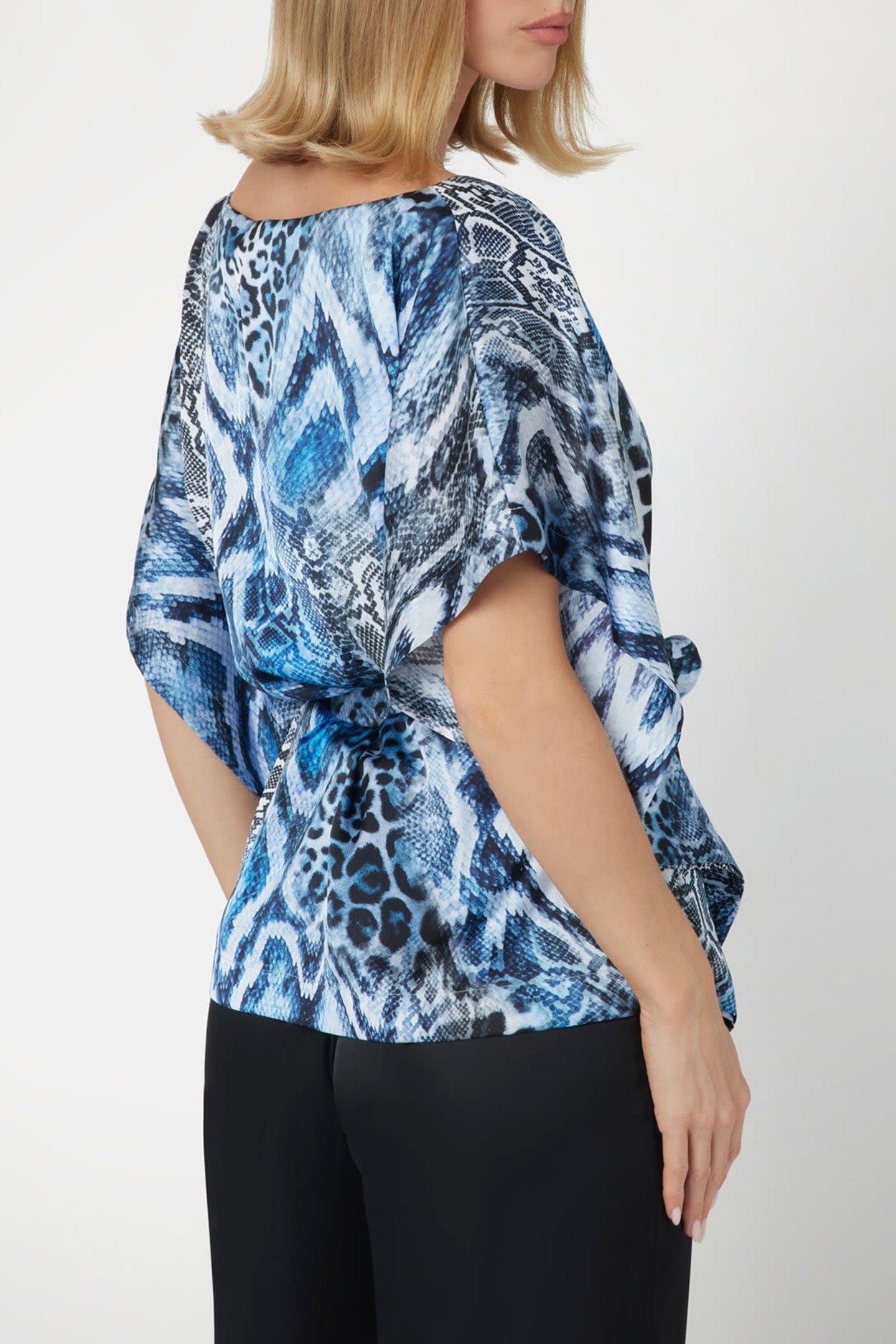 Marciano by Guess Josette Kimono - Midnight Snake, women's fashion top in blue snake print, premium designer clothing from outlet.