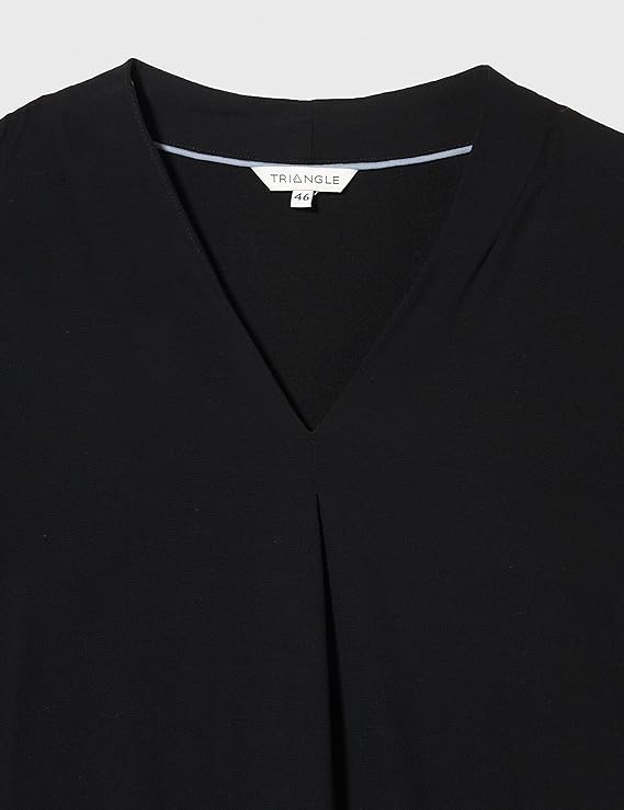 TRIANGLE Black Long-Sleeve Blouse – V-Neck