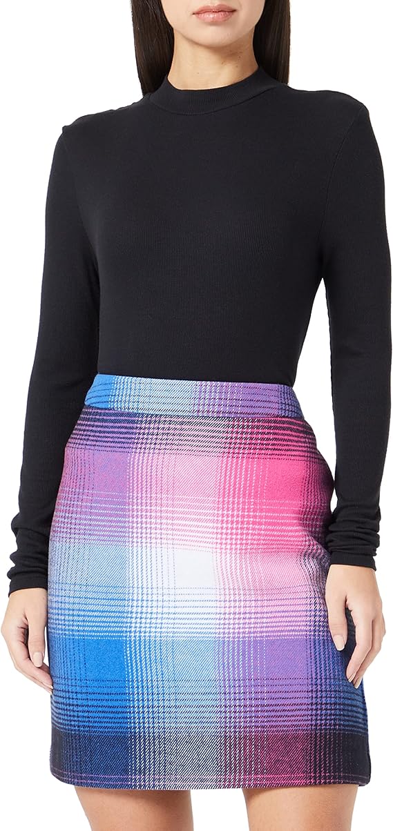 s.Oliver RED LABEL Gradient Plaid Mini Skirt – Royal Blue to Pink