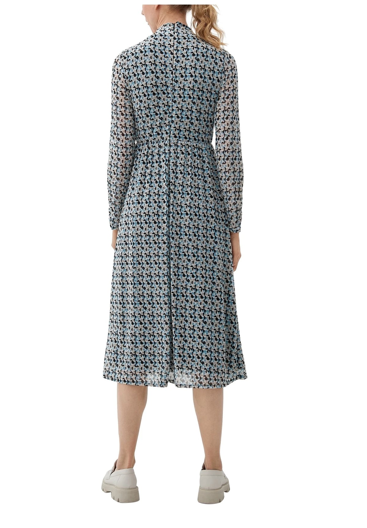 s.Oliver Floral Print Midi Dress with High Neck – Light Blue