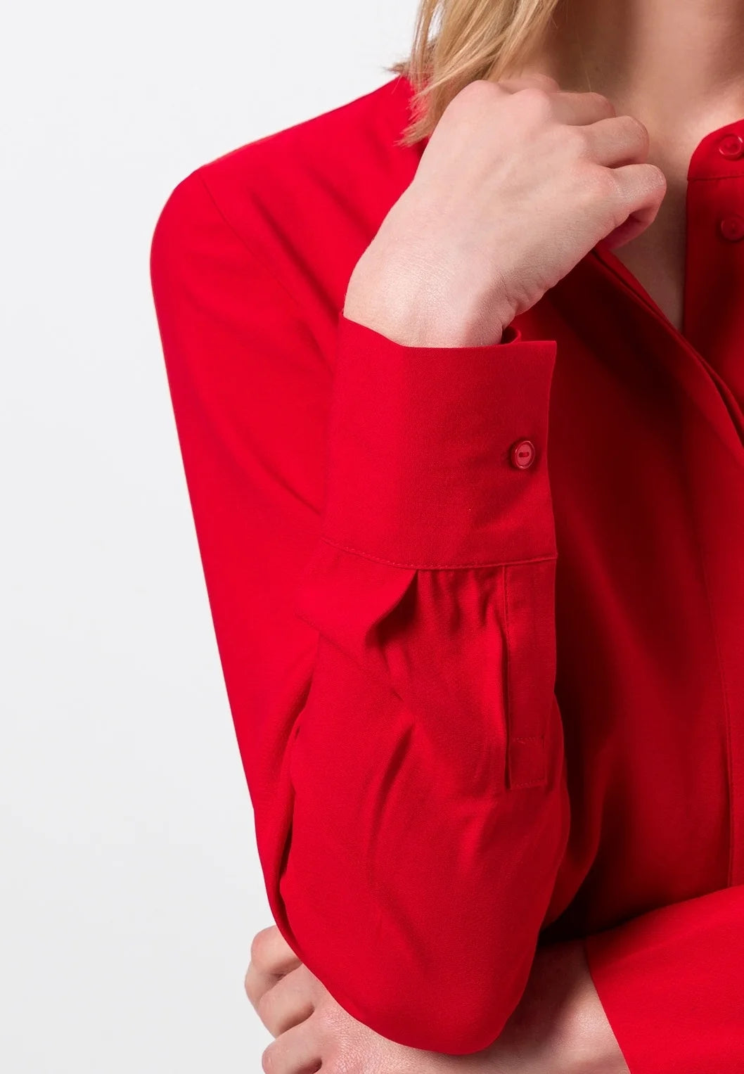 Zero Longline Crepe Blouse – Red