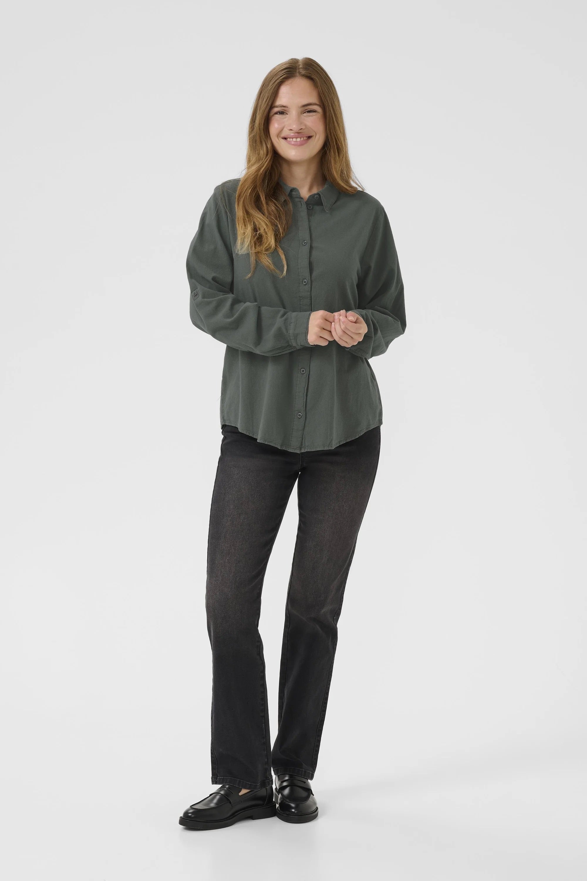 Kaffe KAnaya Button-Through Blouse – Balsam Green