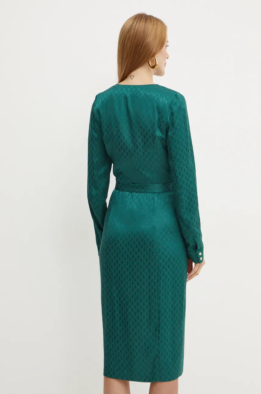 Marciano by Guess Amalia Dress - Green back view showcasing its elegant silhouette, perfect for women's fashion and designer clothing.