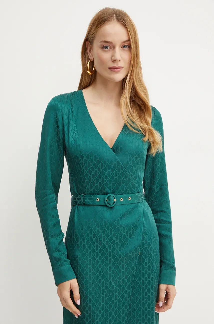 Marciano by Guess Amalia Dress - Green, elegant women's fashion dress with a feminine silhouette and stylish belt.