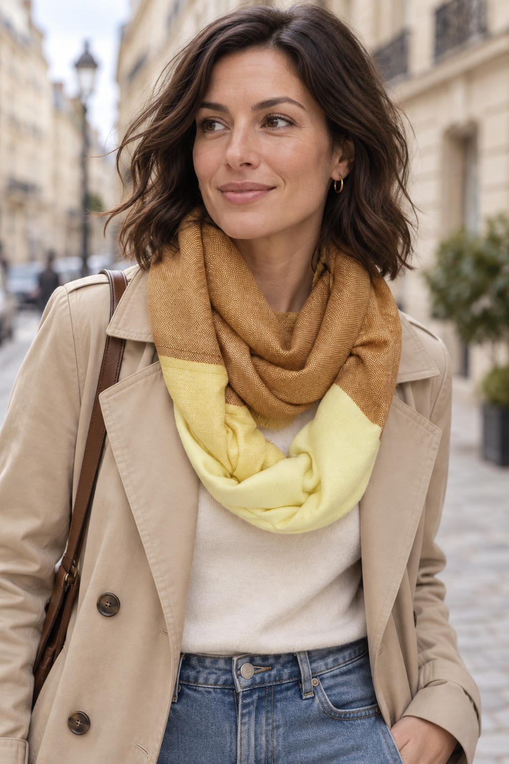 s.Oliver Modal-Blend Snood – Yellow & Brown