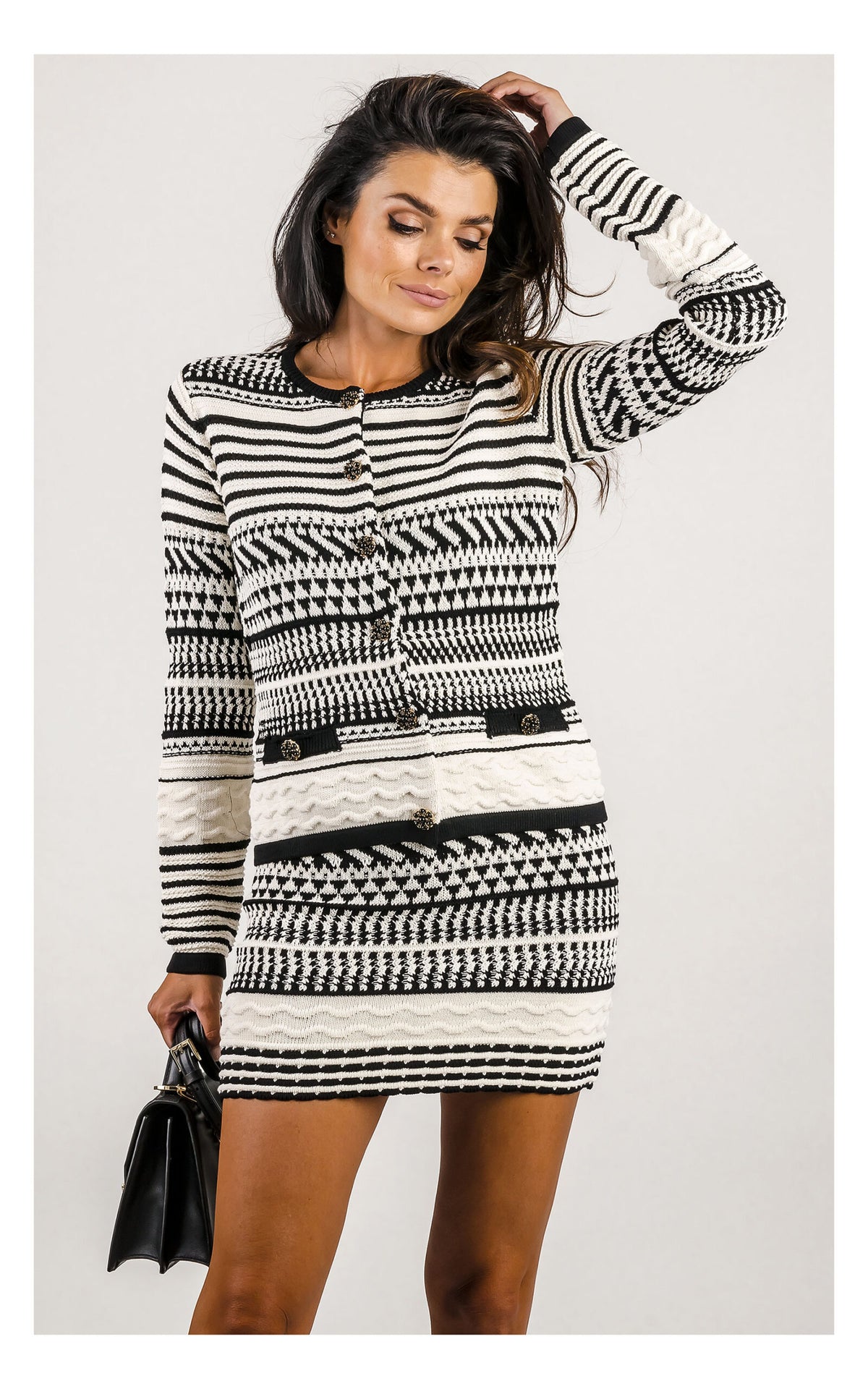 Marciano Guess Patterned Cardigan - Black-Cream in stylish design for women's fashion outlet, perfect for dress and top.