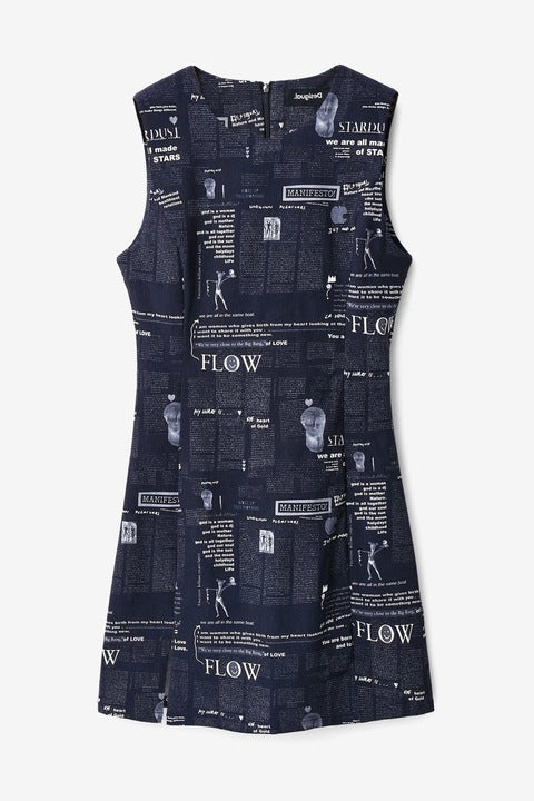 Desigual Flow Manifesto mintás miniruha – fekete
