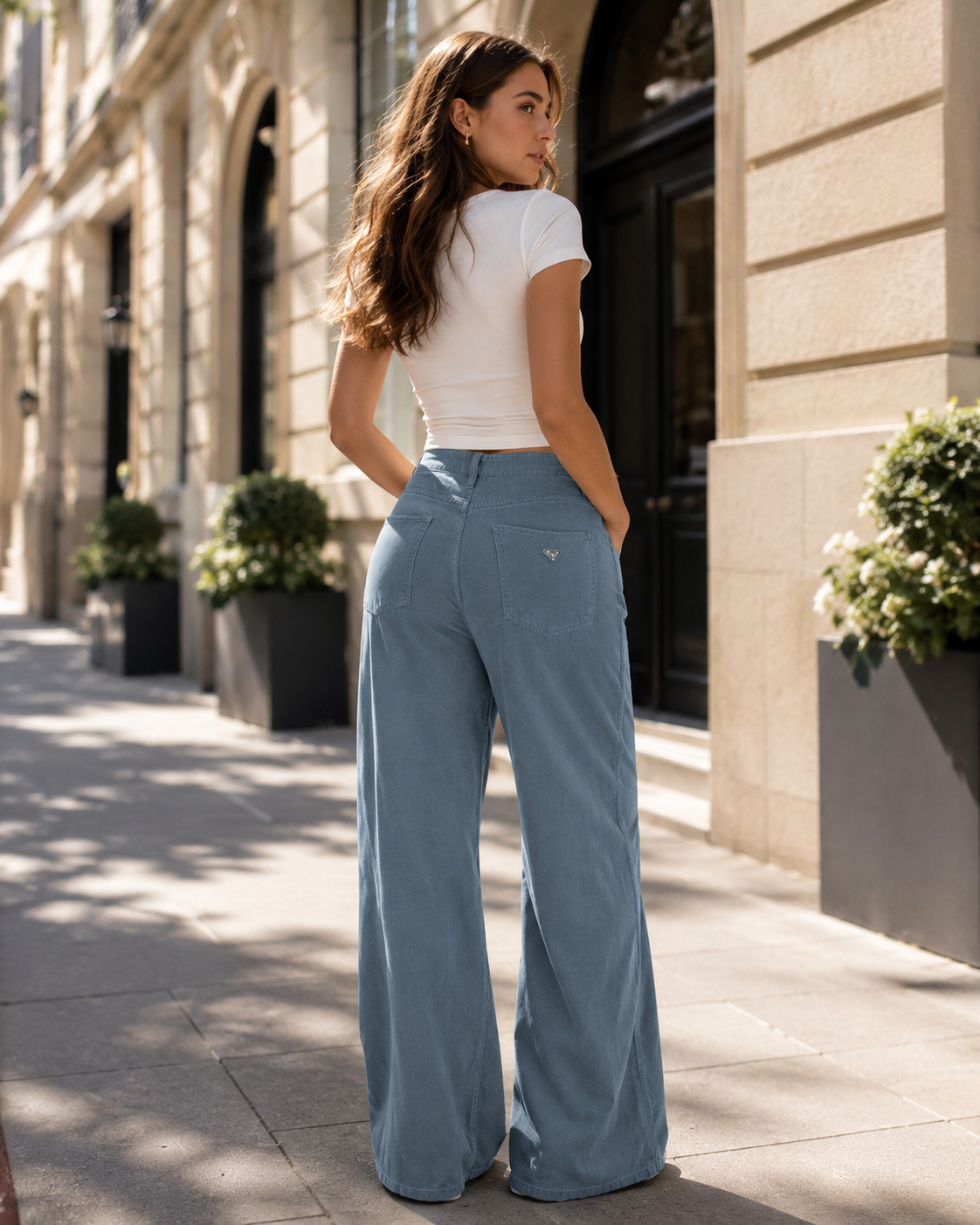 Guess Rebecca bő szárú farmernadrág – acélkék