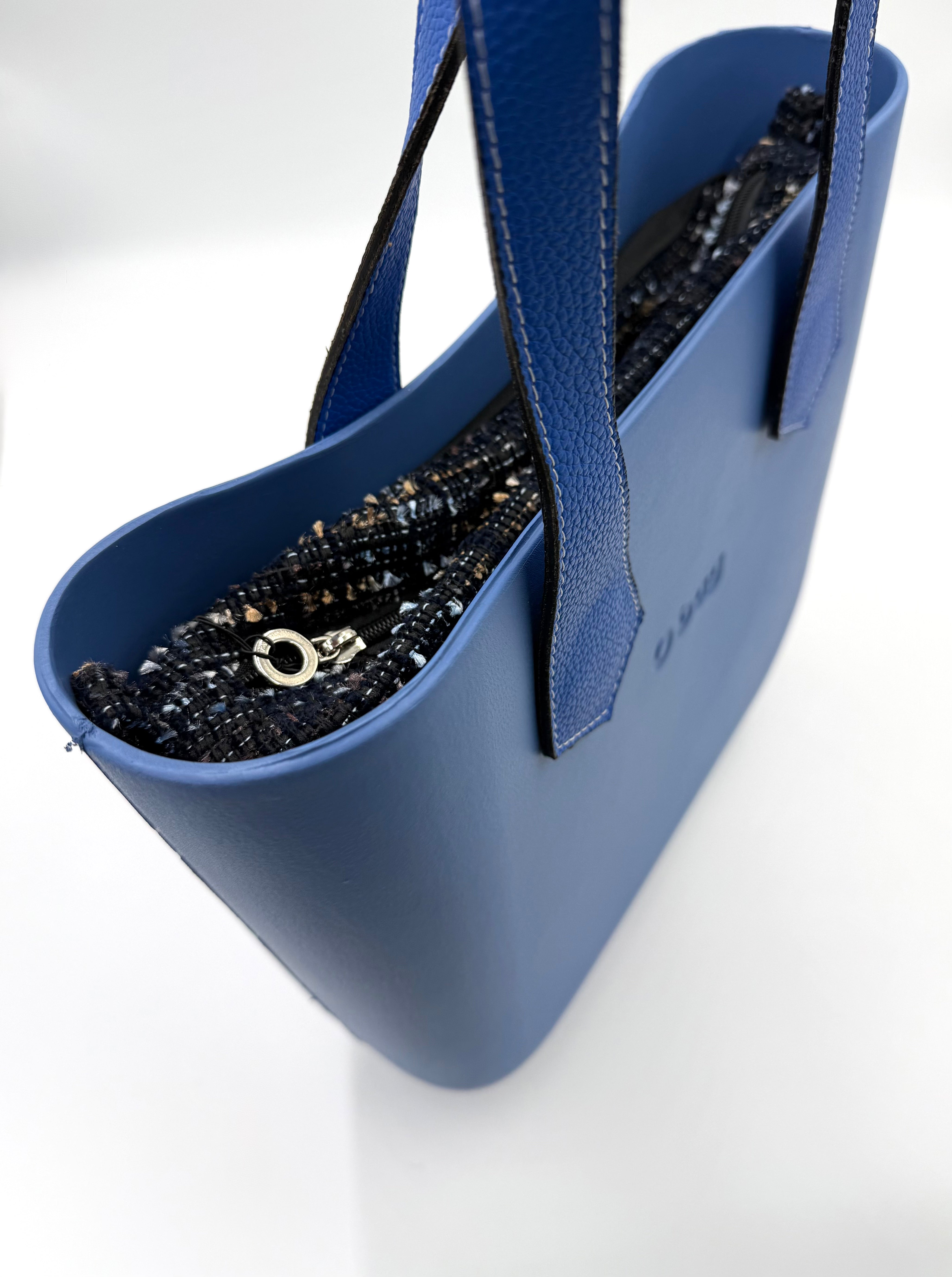 O bag Mini Tweed-Lined Handbag – Blue