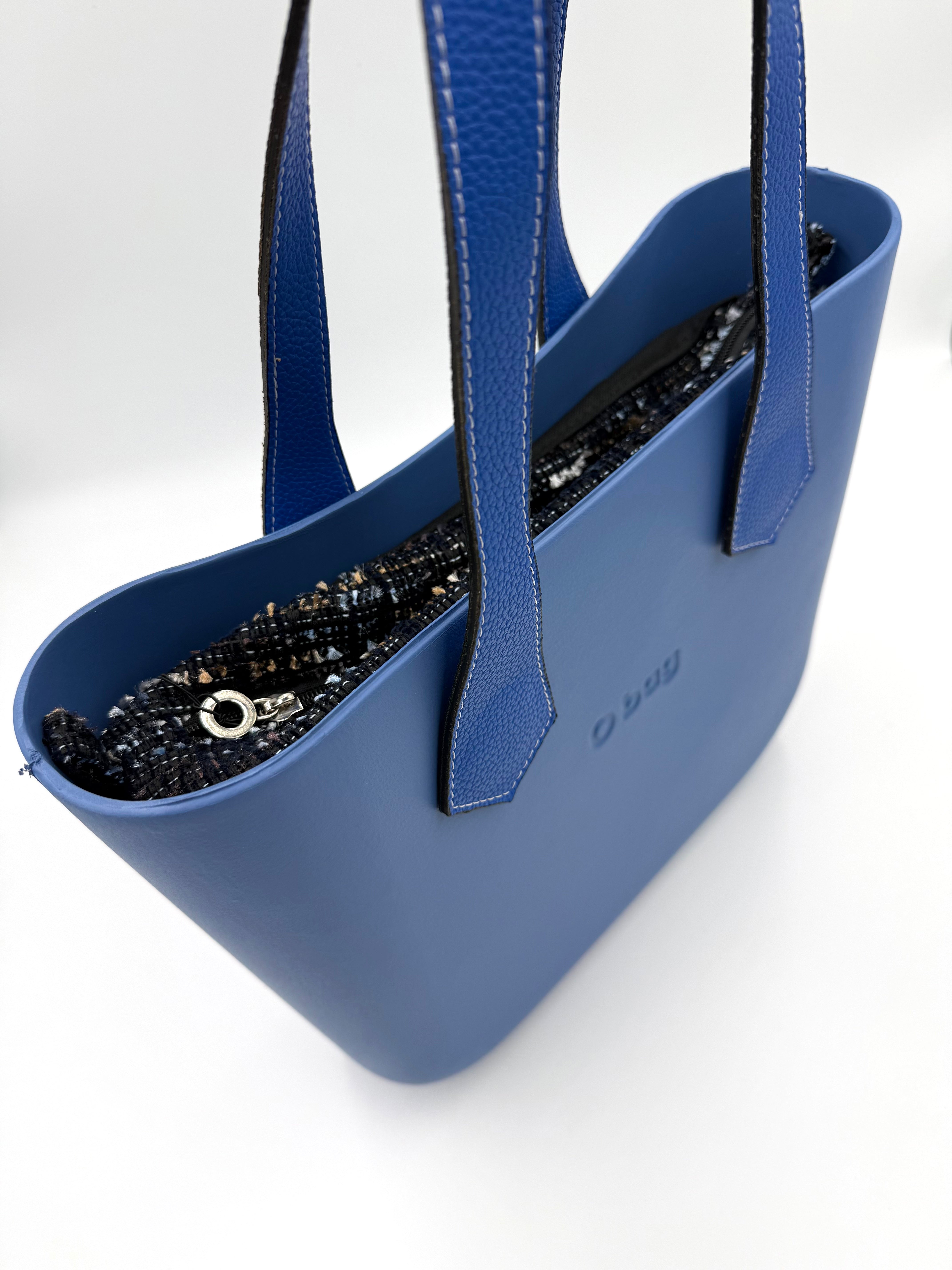 O bag Mini Tweed-Lined Handbag – Blue