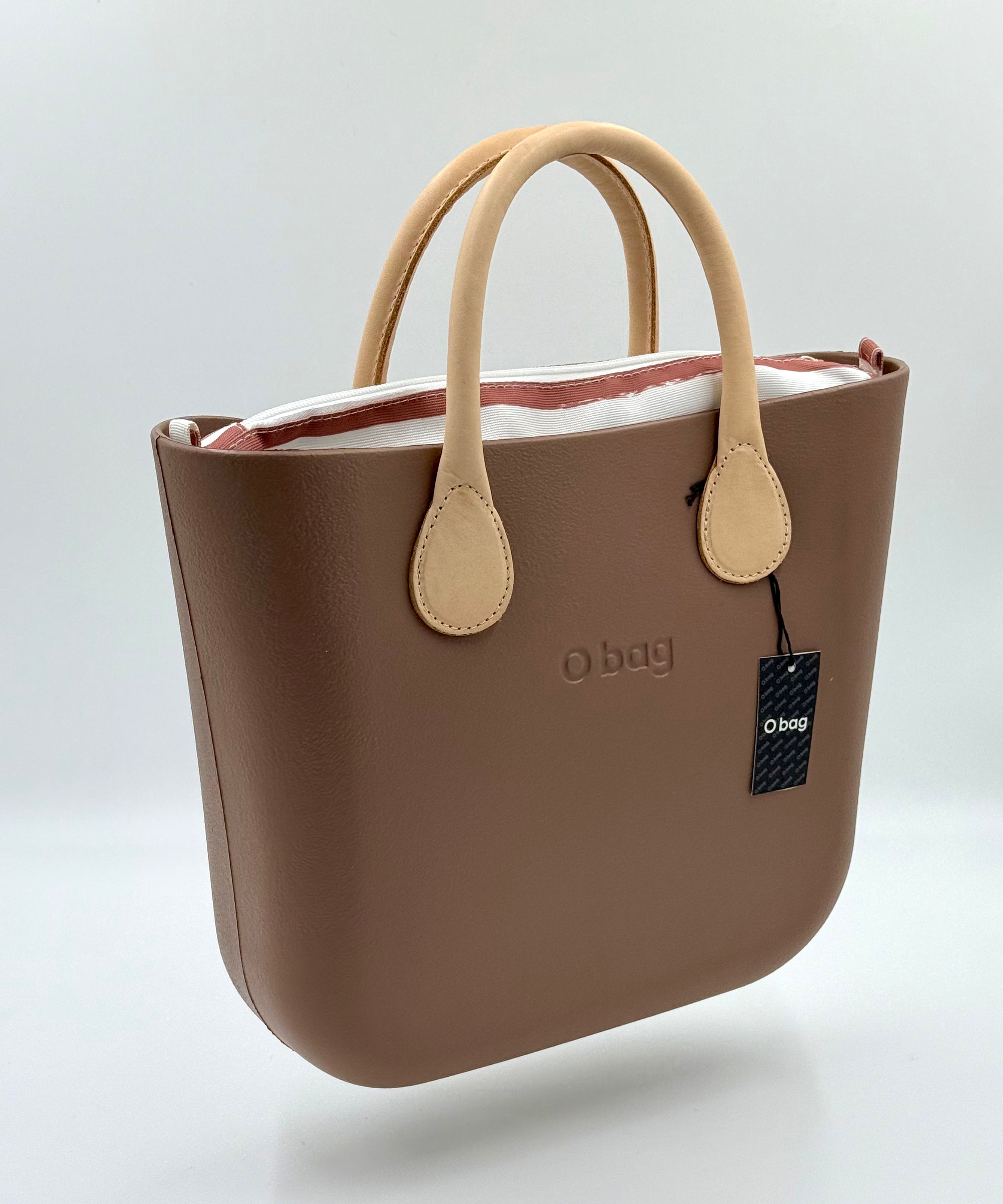 O bag Mini Striped-Lined Handbag – Taupe