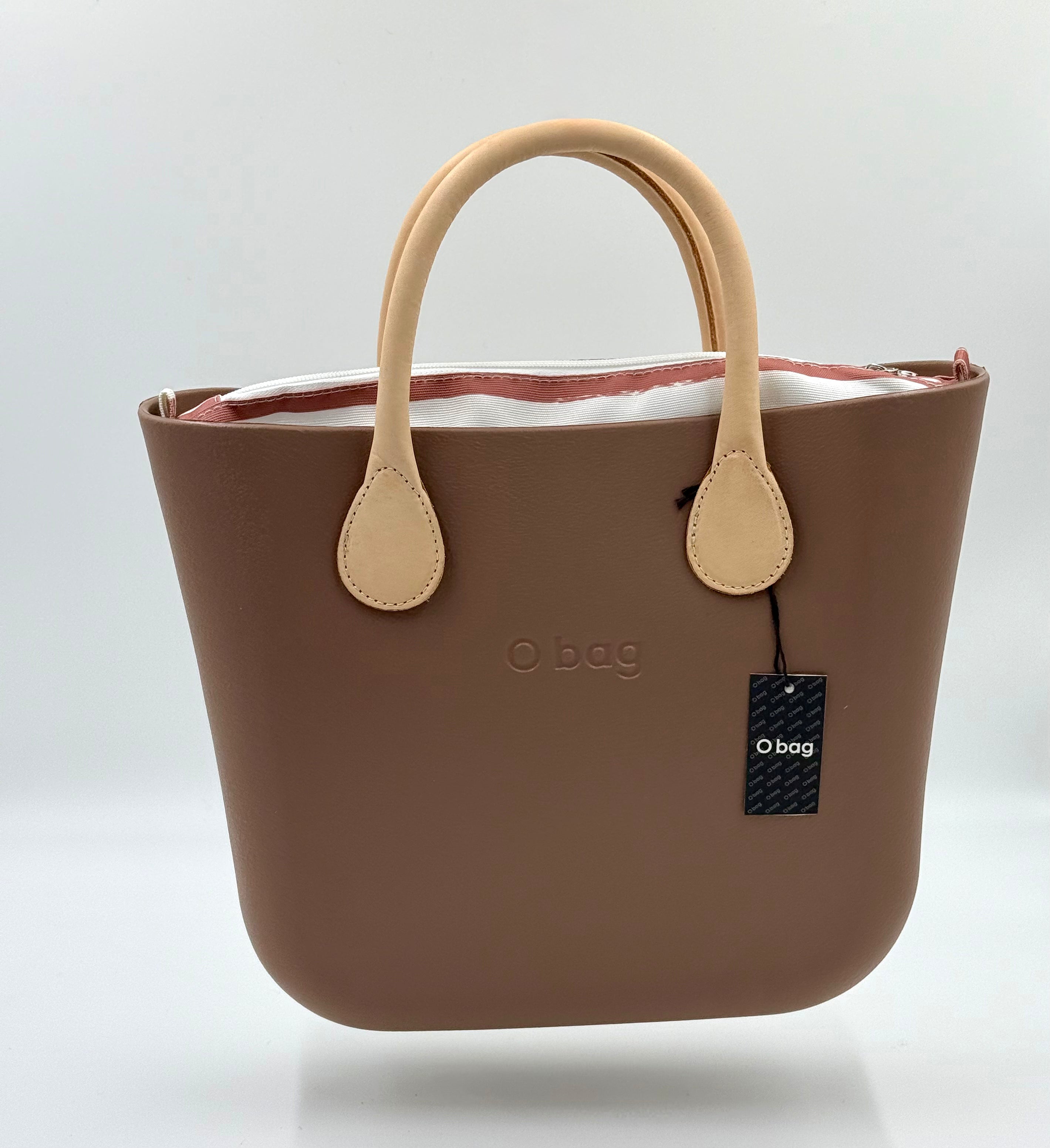 O bag Mini Striped-Lined Handbag – Taupe