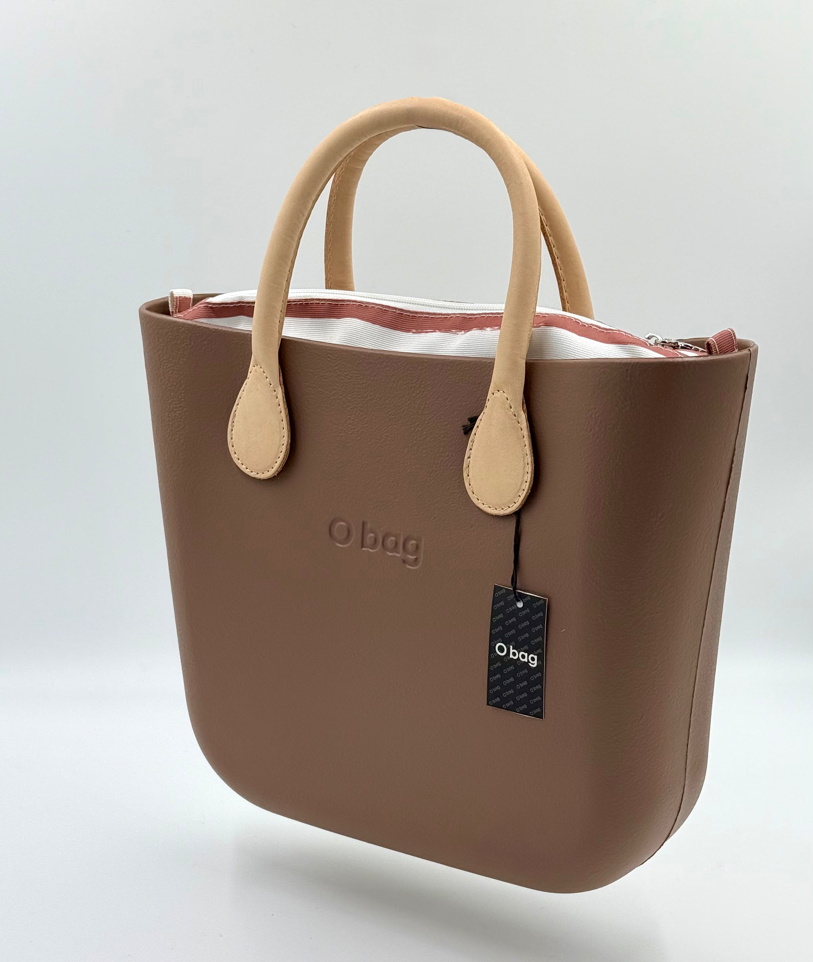 O bag Mini kézitáska csíkos béléssel – taupe