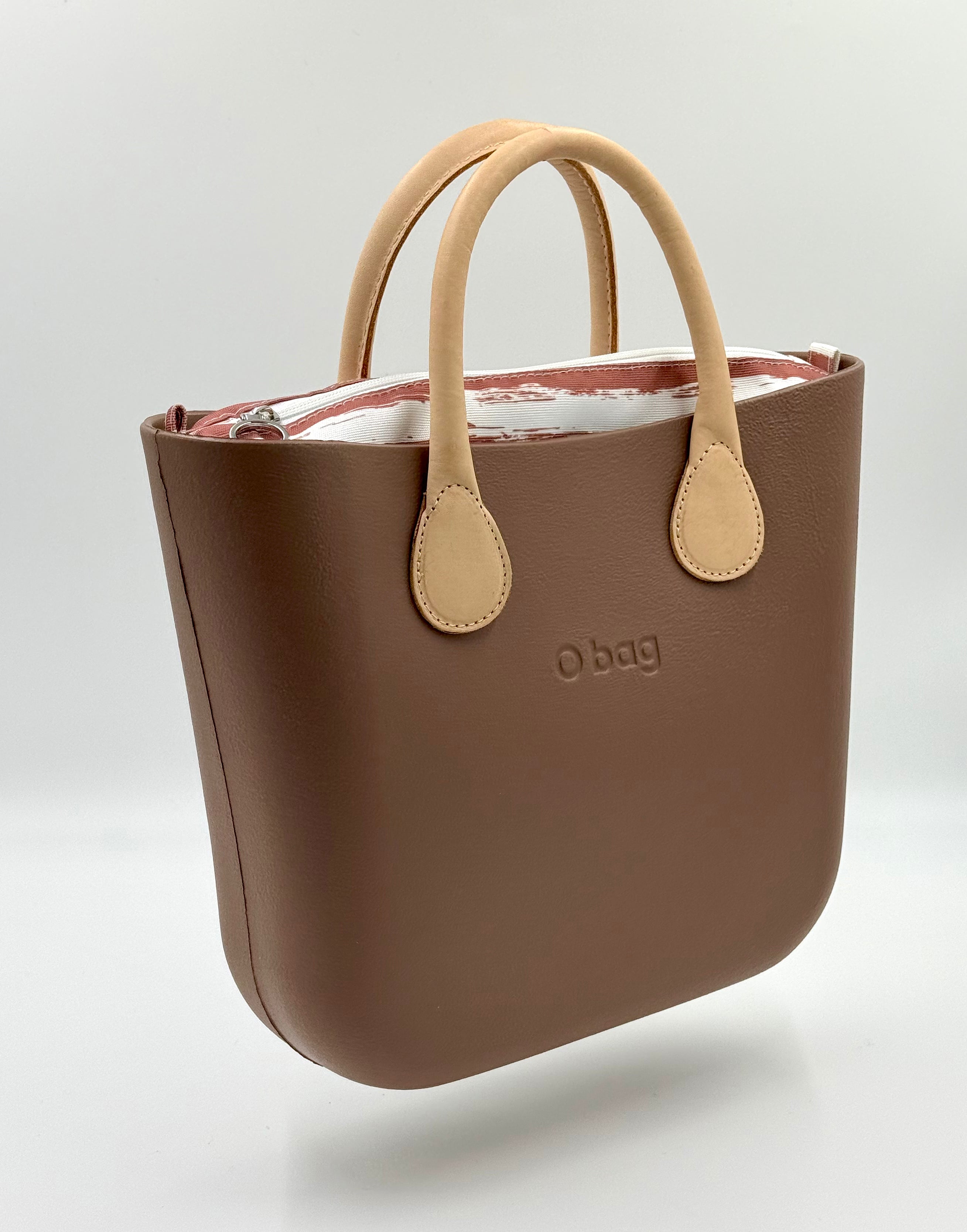 O bag Mini kézitáska csíkos béléssel – taupe
