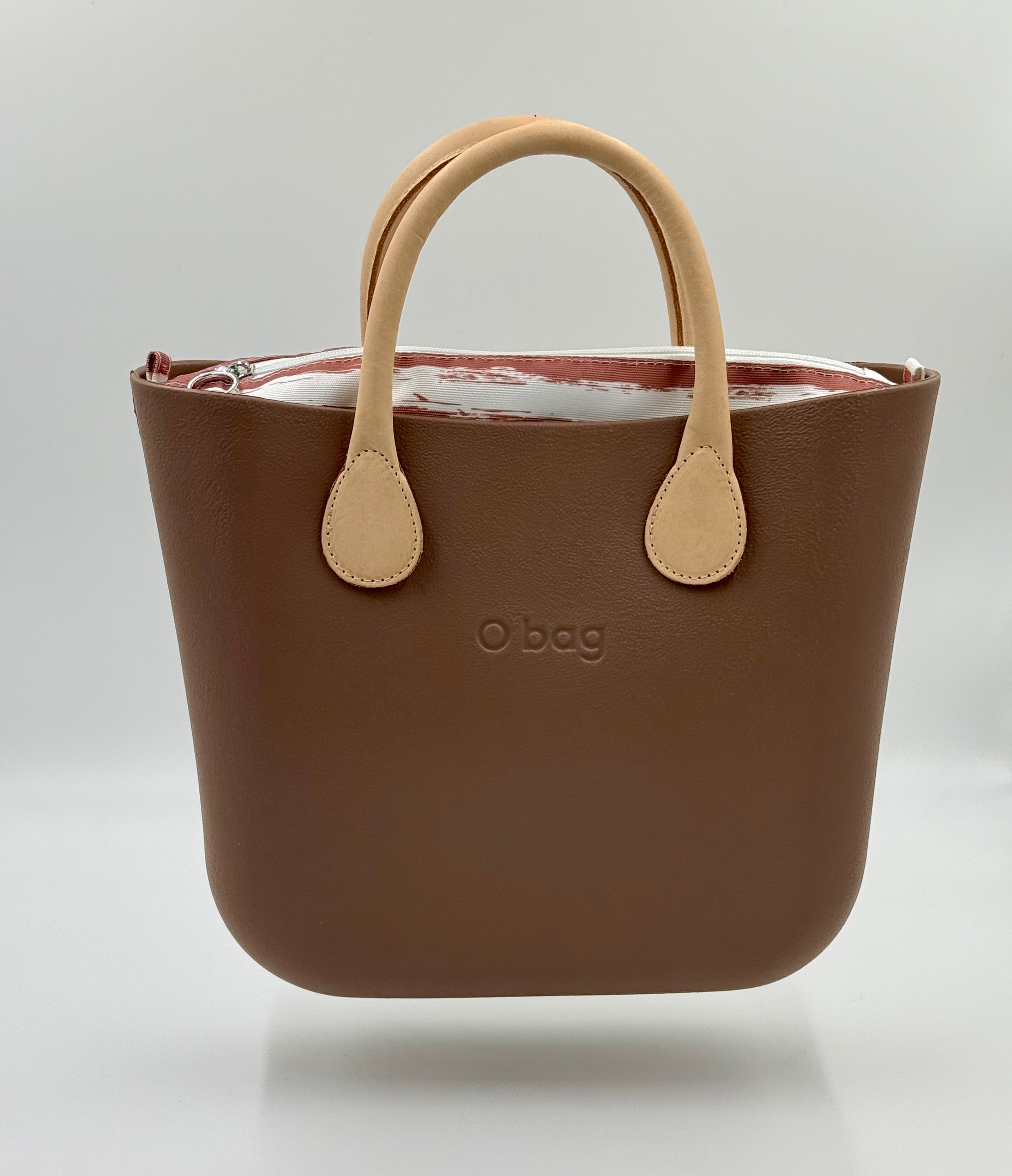 O bag Mini kézitáska csíkos béléssel – taupe
