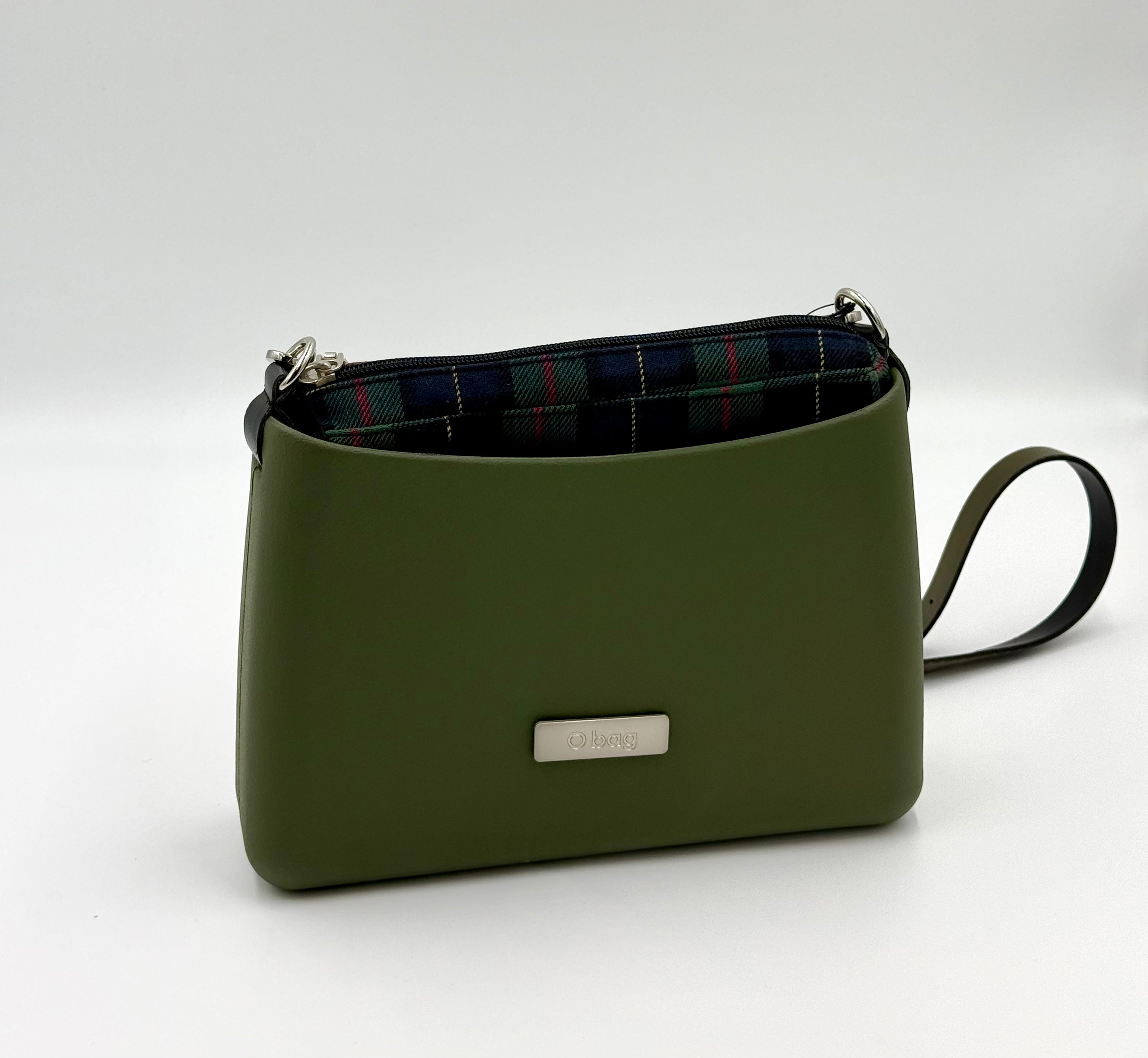 O bag Glam Checked-Lined Bag – Olive Green