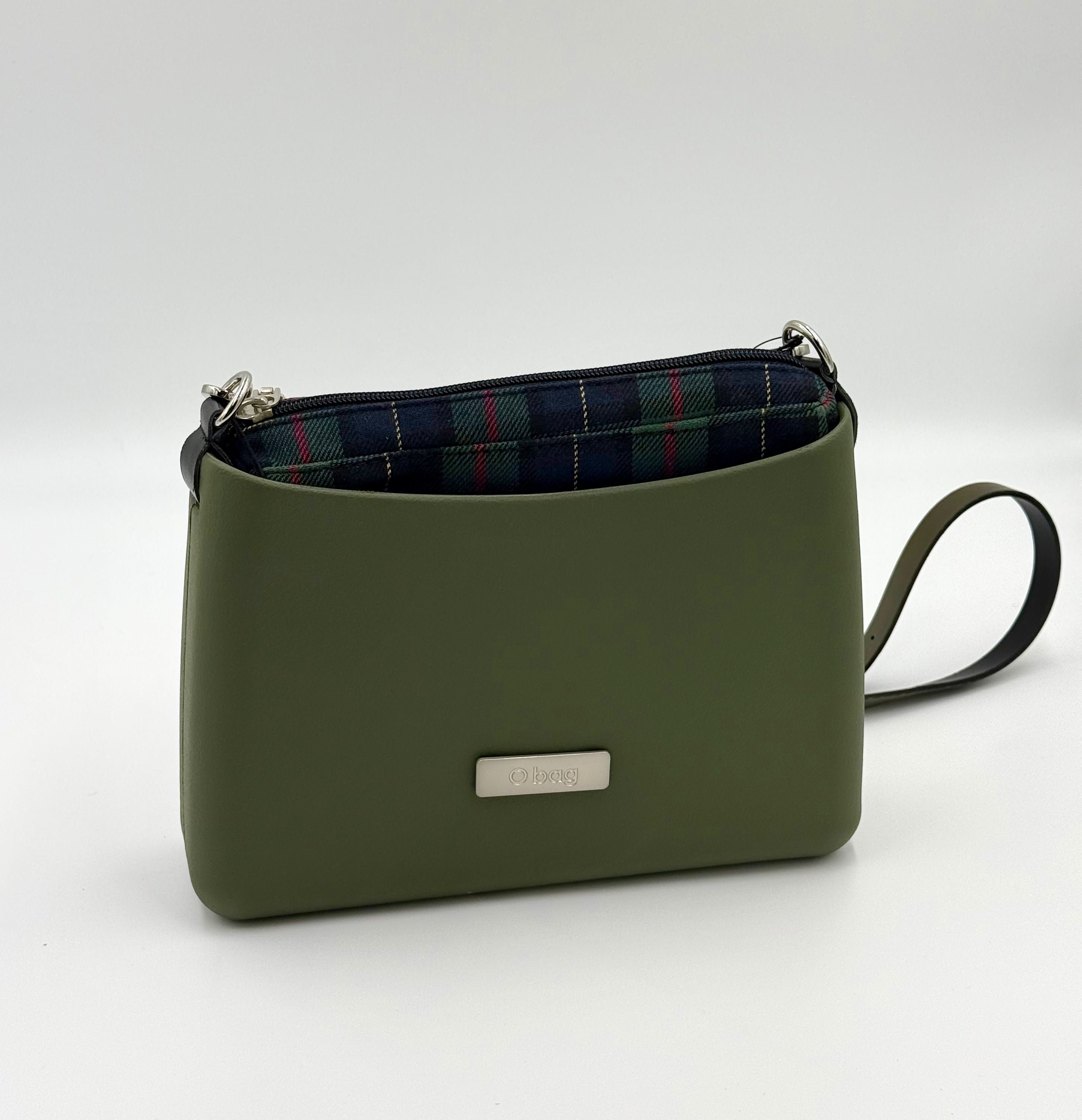 O bag Glam Checked-Lined Bag – Olive Green