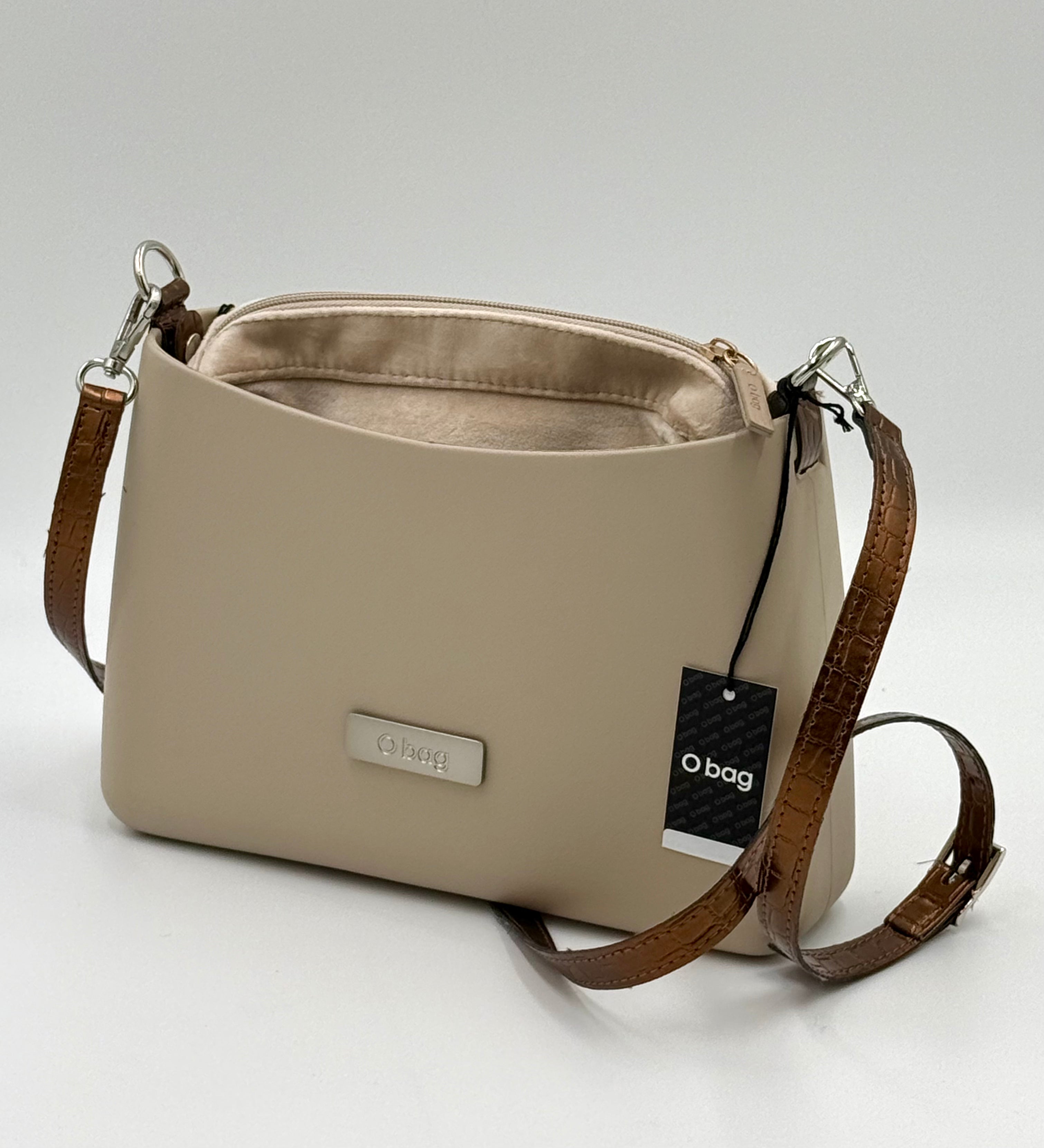 O bag Glam Suede-Effect-Lined Bag – Beige