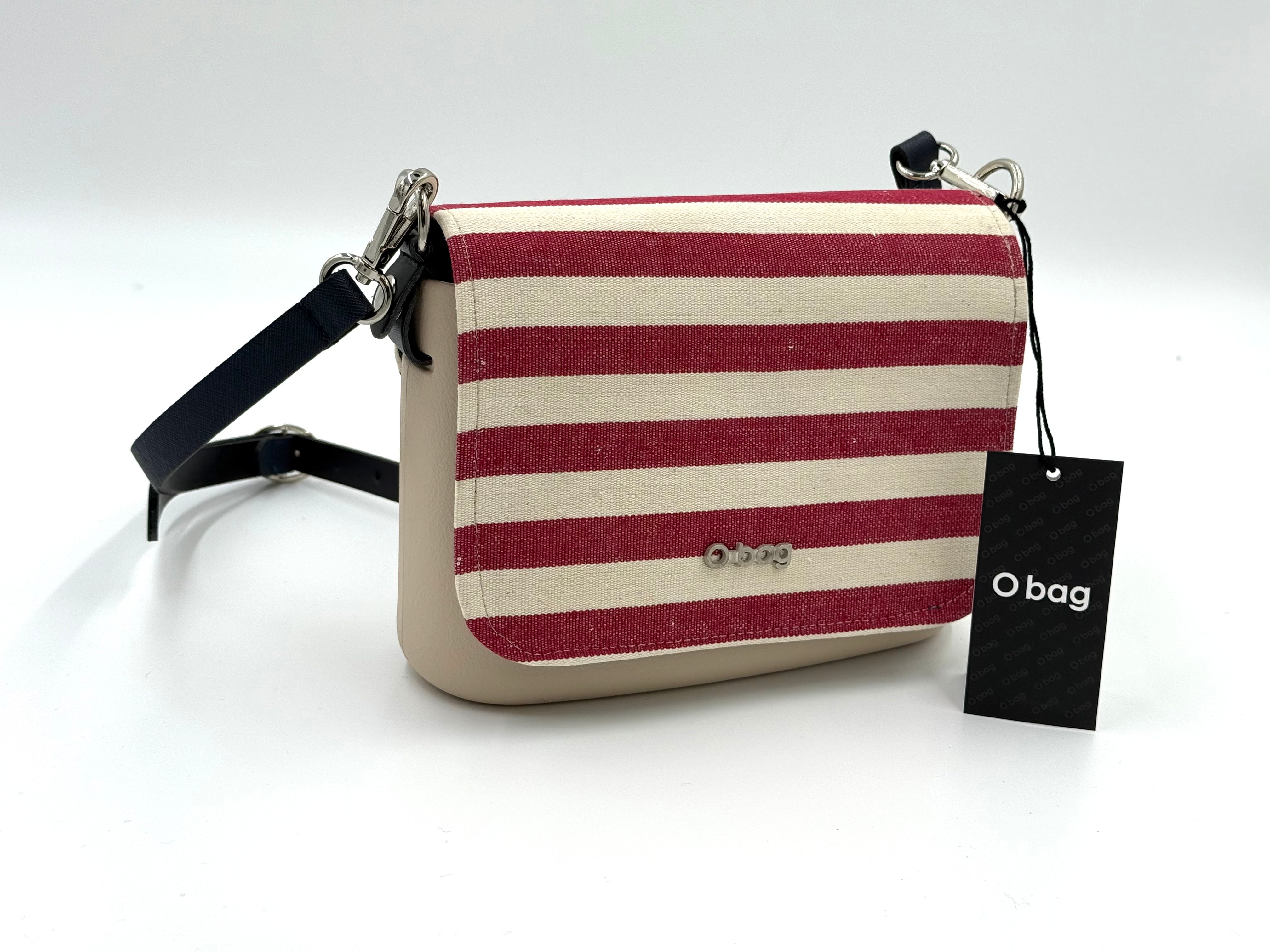 O bag Pocket Striped-Flap Crossbody Bag