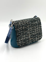 O bag O Pocket táska tweed fedéllel – kék
