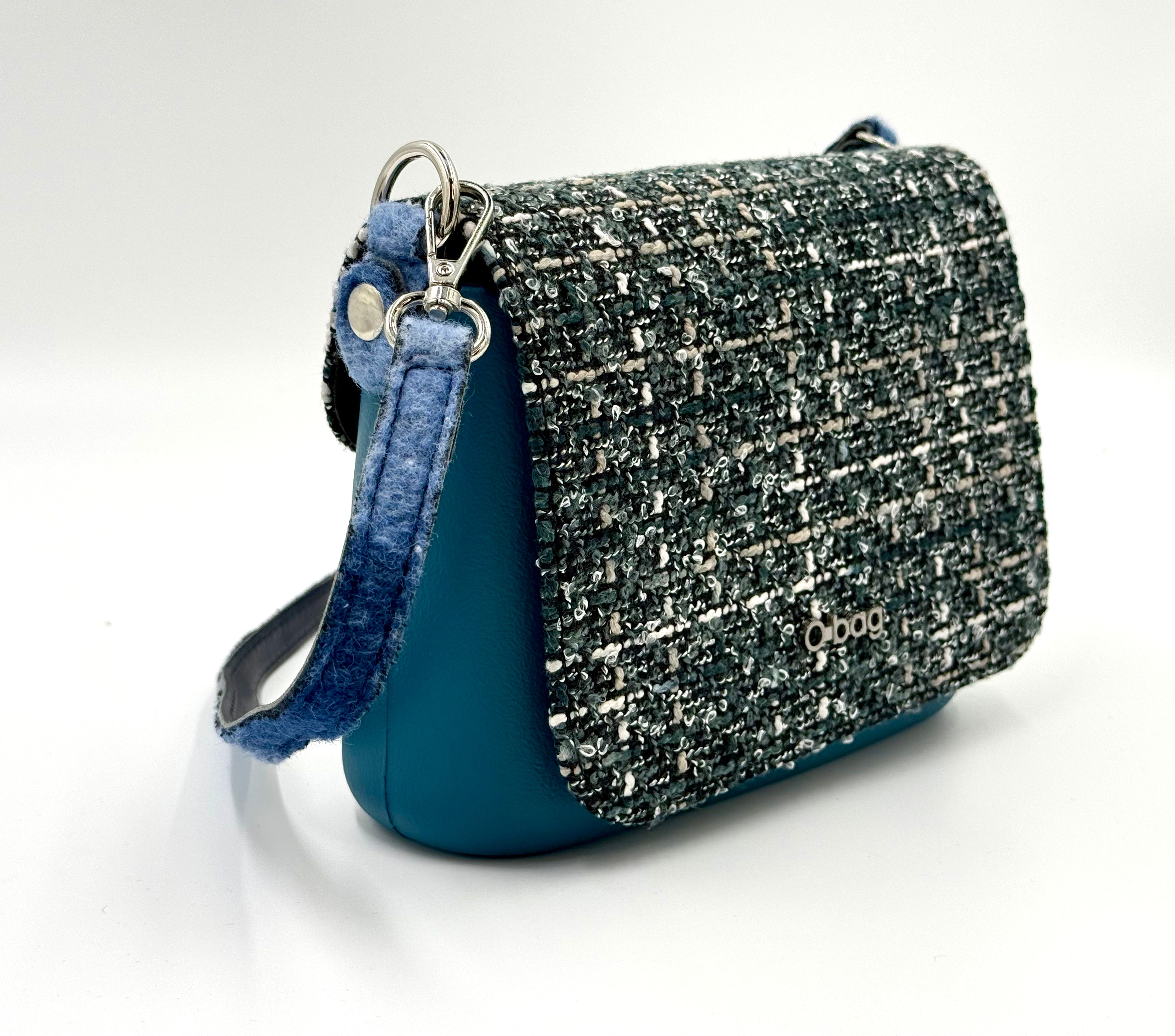 O bag O Pocket táska tweed fedéllel – kék