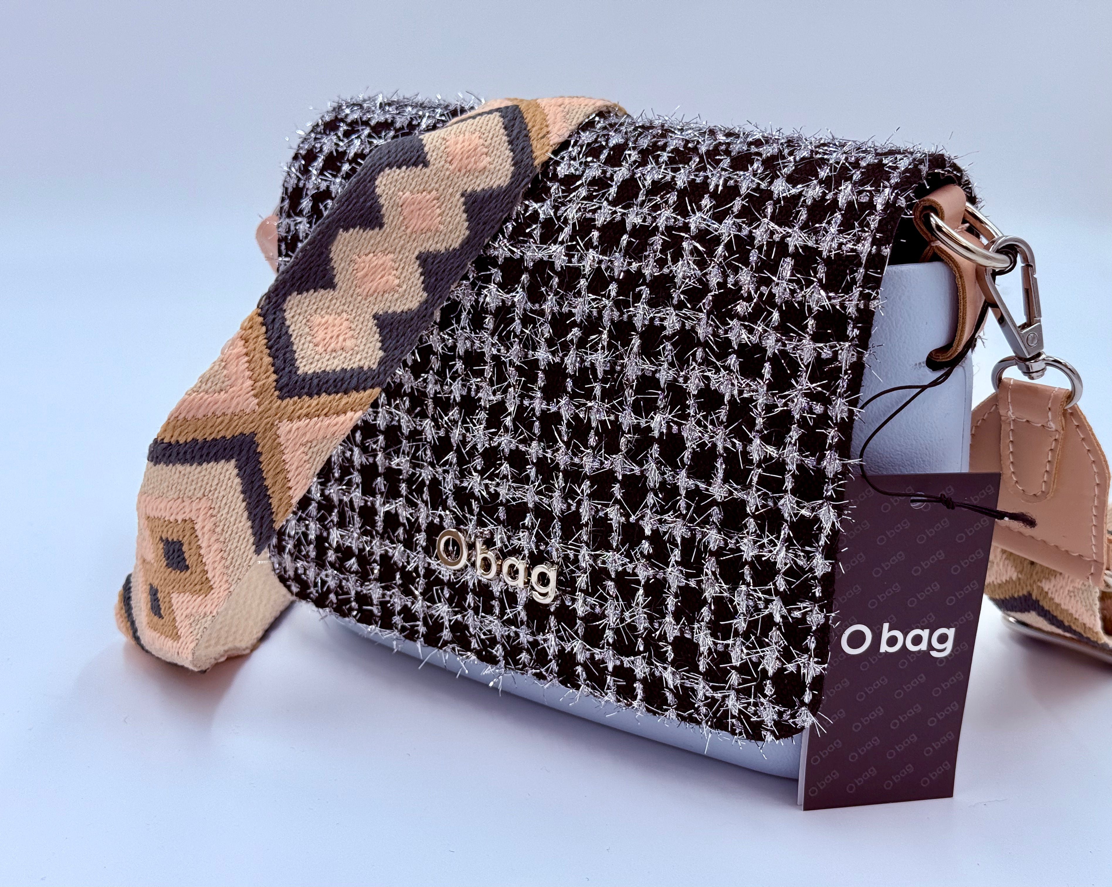 O bag Pocket keresztpántos táska tweed fedéllel