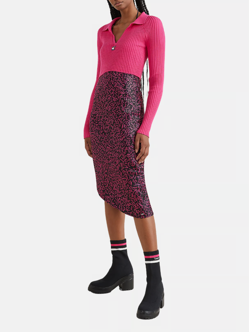 Tommy Jeans Pink Collared Cropped Jumper