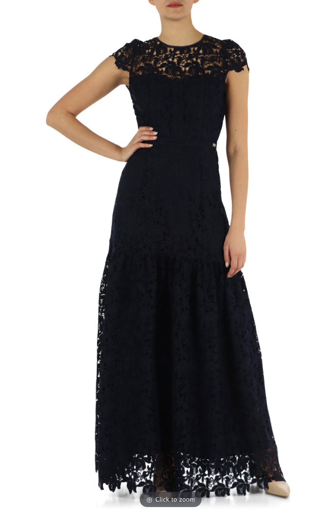 Marciano by Guess Camilla Dress - Long Dress in elegant navy lace, perfect for women's fashion and designer clothing.