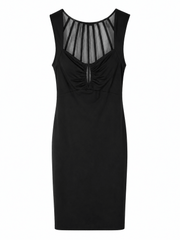 Marciano by Guess Mesh Panel Bodycon Dress – Black, elegant sleeveless midi dress, women's fashion, designer clothing, outlet.